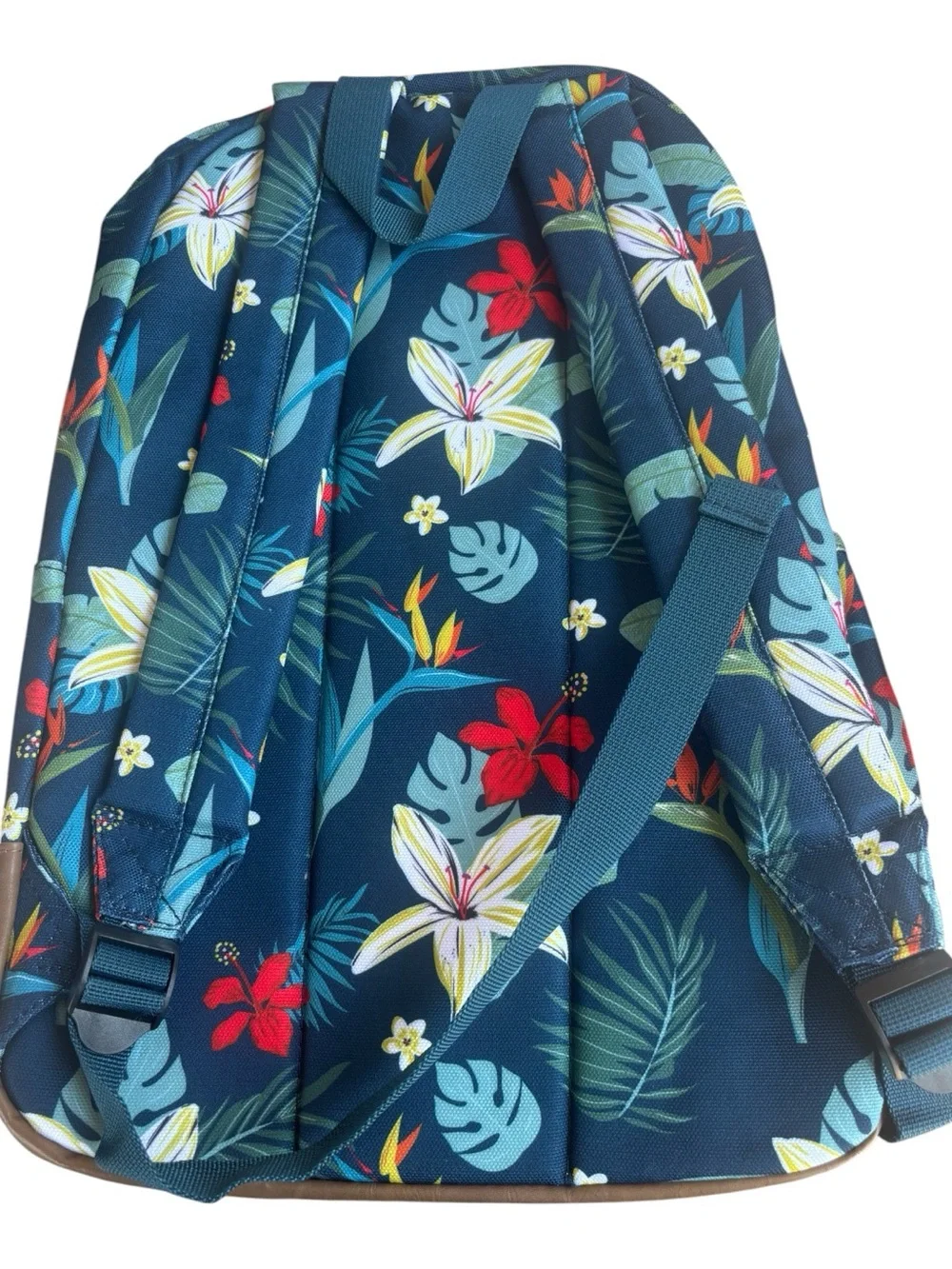 Dickies Blue Floral Backpack with Brown Trim